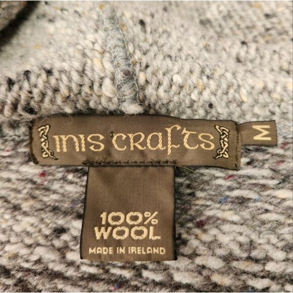 Inis Crafts Wool hooded Cardigan sweater size medium - Picture 6 of 11